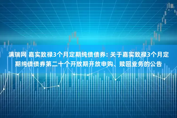 满瑞网 嘉实致禄3个月定期纯债债券: 关于嘉实致禄3个月定期纯债债券第二十个开放期开放申购、赎回业务的公告